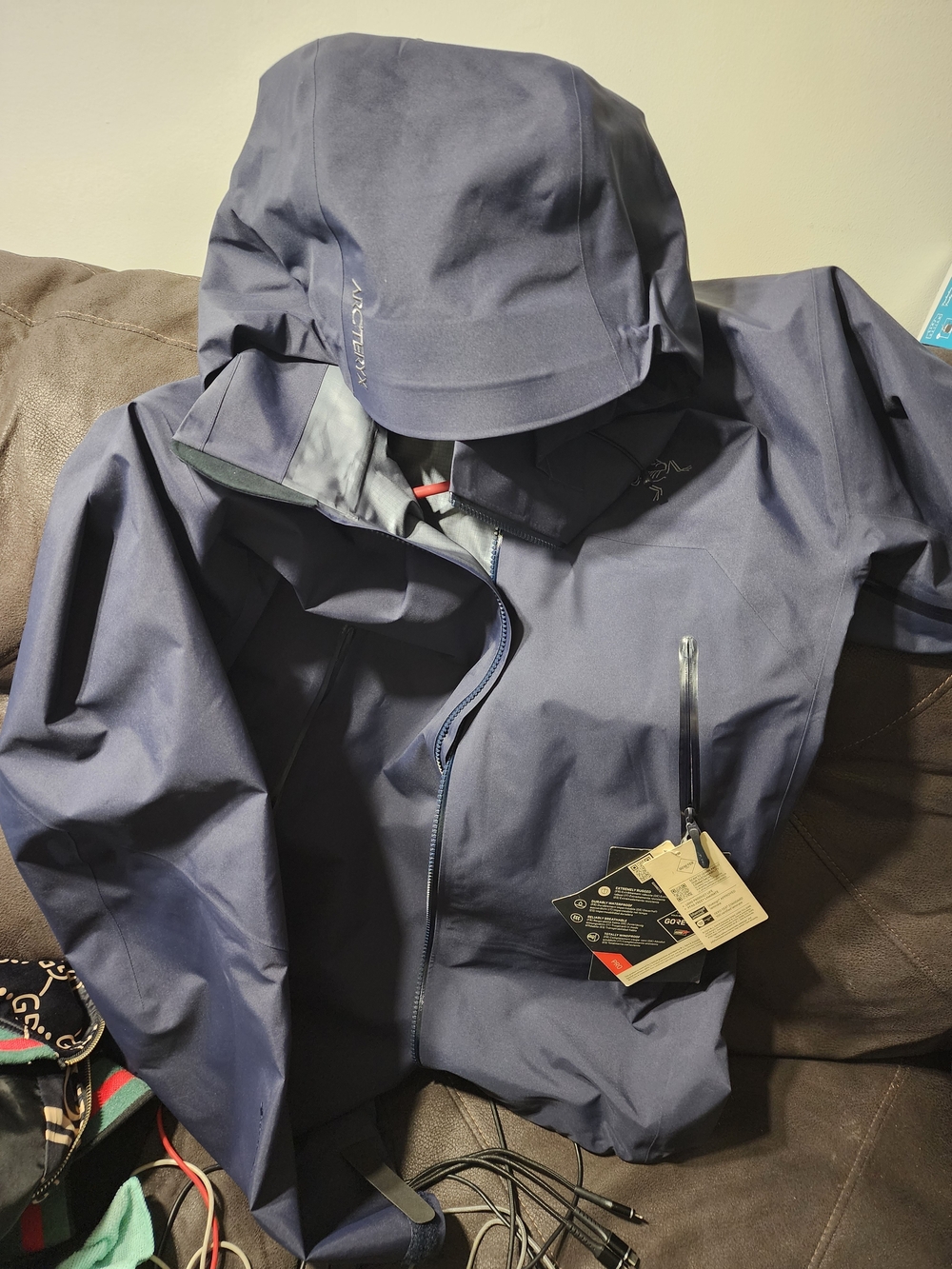 Arc'teryx Navy Blue Waterproof Hooded Raincoat